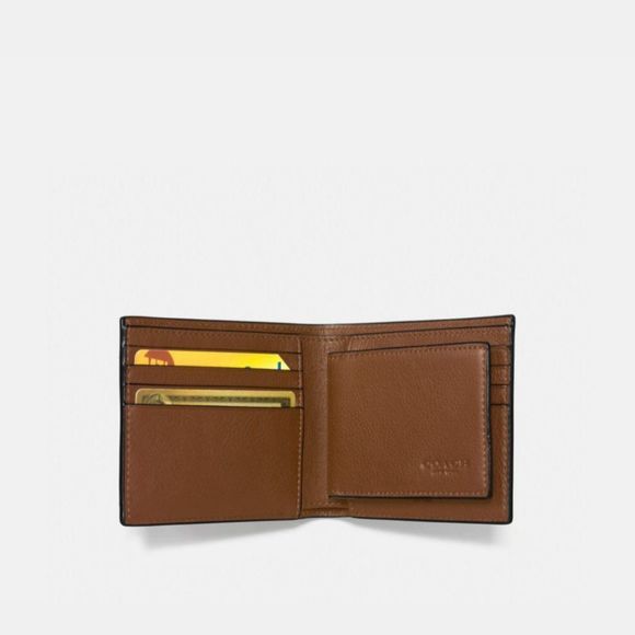 NWT COACH Men's 3 In 1 Wallet in Leather, Color Saddle, with Coach Gift Box - Picture 2 of 8